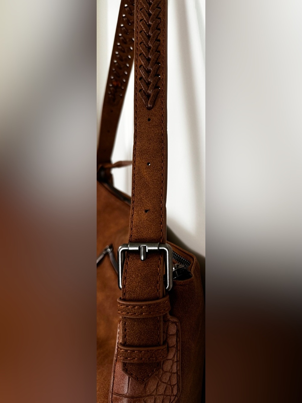 Montana West Brown Croc Print Concealed Carry Hobo Shoulder Bag - Picture 9 of 16